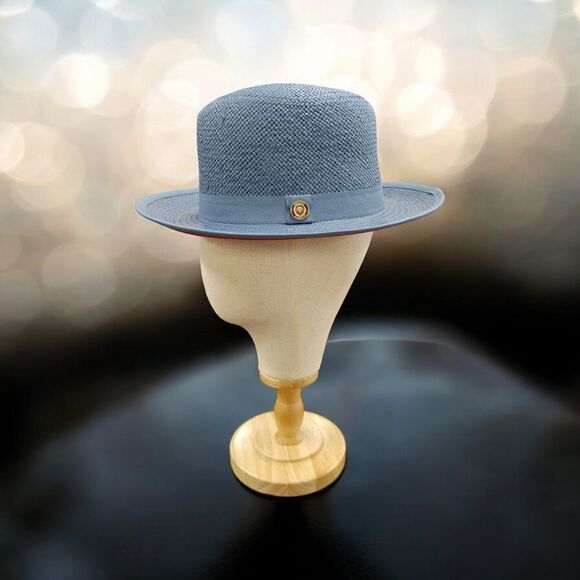 MEN'S BRUNO CAPELO EMPIRE COLLECTION STRAW 2 1/2" BRIM FEDORA HAT. EM 515. - Picture 1 of 8